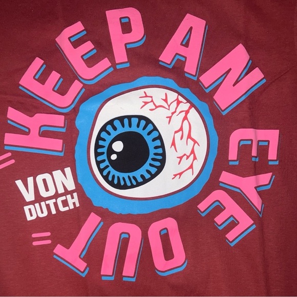 Von Dutch Men's Red Wine "KEEP AN EYE OUT" Eyeball
Graphic Tee/T-Shirt | NEW/NWT - Picture 5 of 7